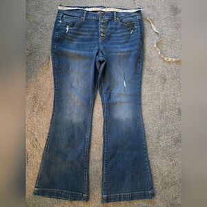 Torrid Dark Blue Mid Rise Flare Jeans, Size 16R